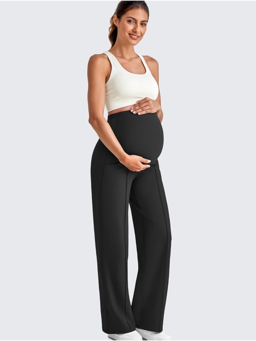 Maternity Wide-Leg Black Pregnancy Pants